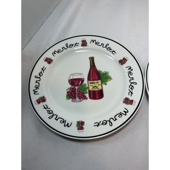 Nantucket Home Other - Nantucket Home Wine Themed Appetizer Plates Set of 3 Merlot Cabernet Chardonnay